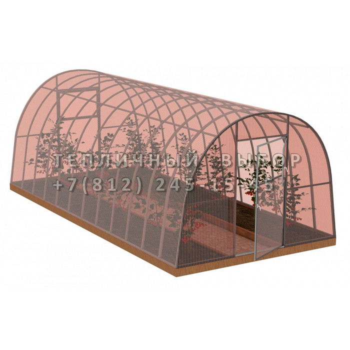 Теплица из поликарбоната-фито Усиленная Арочная 3,5х10 h=2 м профиль 30х30 мм